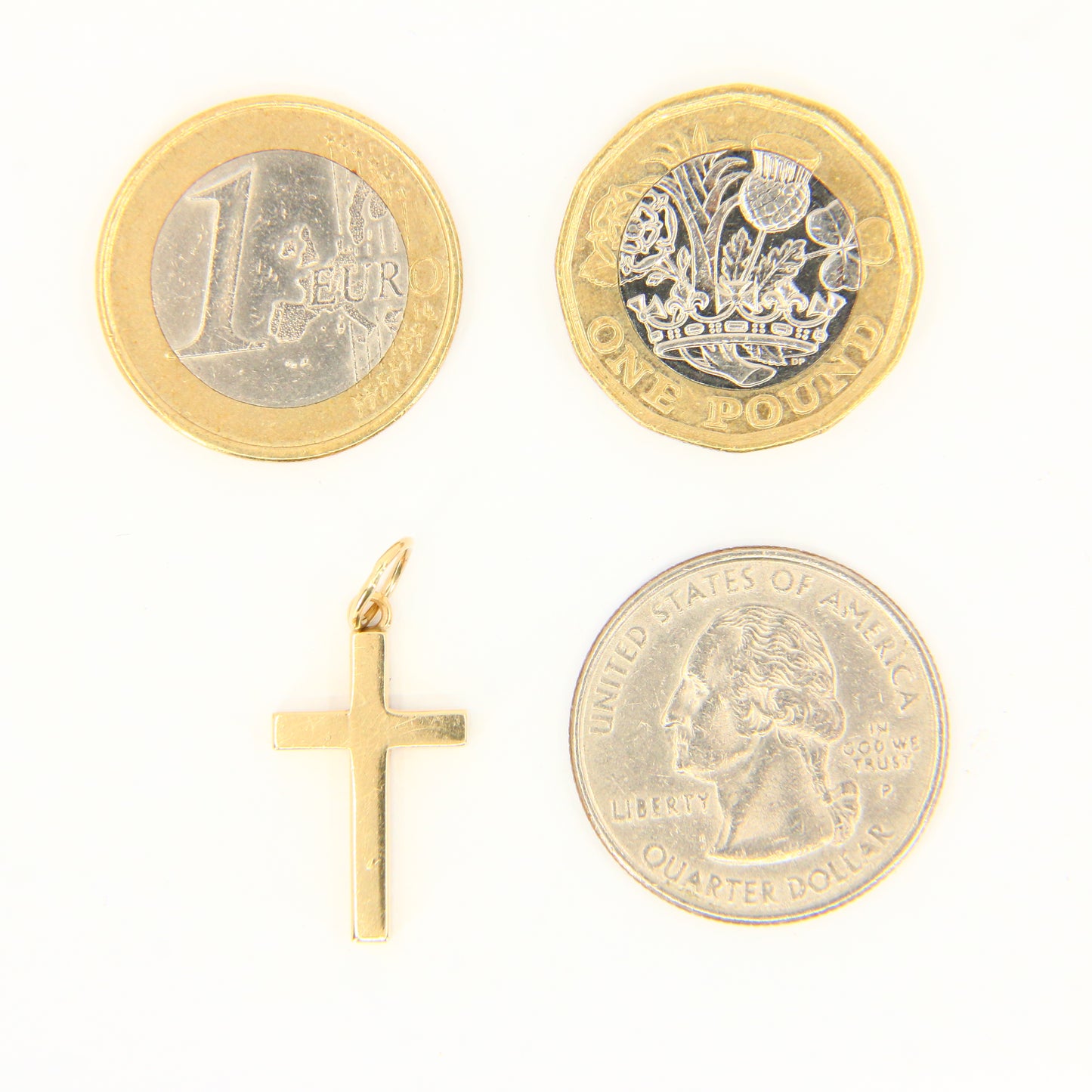 Vintage 9ct Gold Cross Pendant | Hallmarked 2002 w/ Queen’s Head Charm
