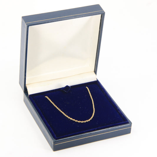 Vintage 18ct Hallmarked Gold Chain Necklace 16 Inch Fine 1mm Chain Boxed