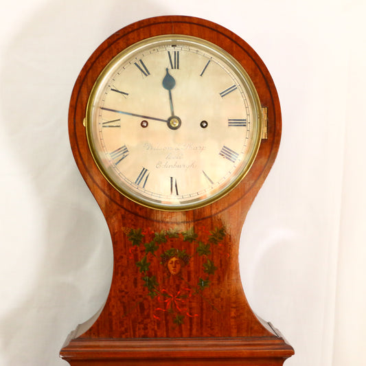 Antique Scottish Satinwood 8-Day Striking Longcase Clock – Wilson & Sharp Edinburgh c.1900
