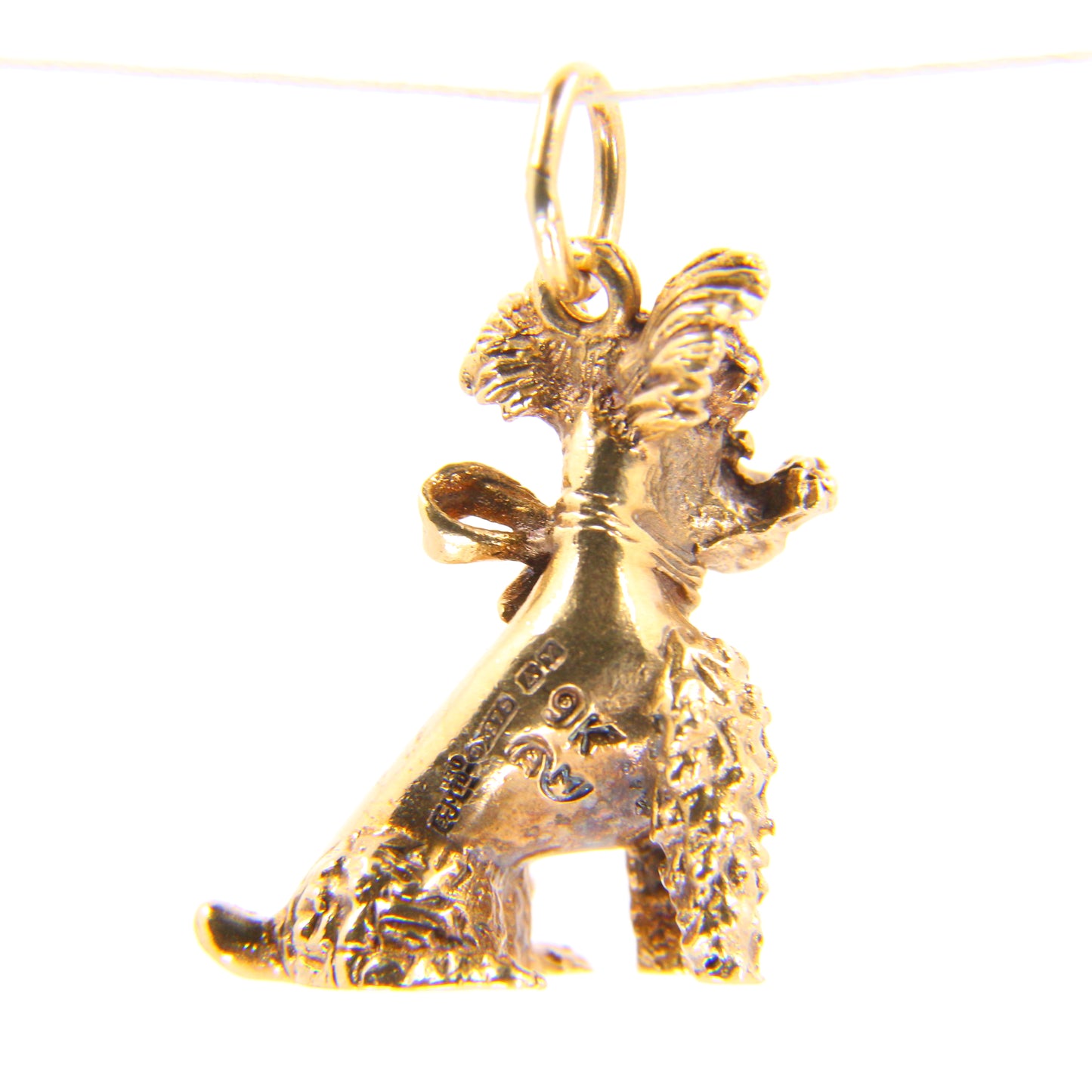 Vintage 9ct Poodle Charm Yellow Gold Detailed Dog Pendant Animal Hallmarked