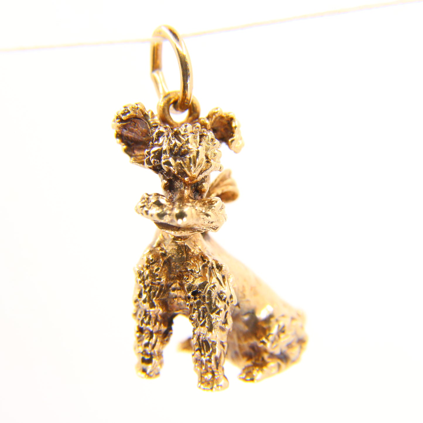 Vintage 9ct Poodle Charm Yellow Gold Detailed Dog Pendant Animal Hallmarked