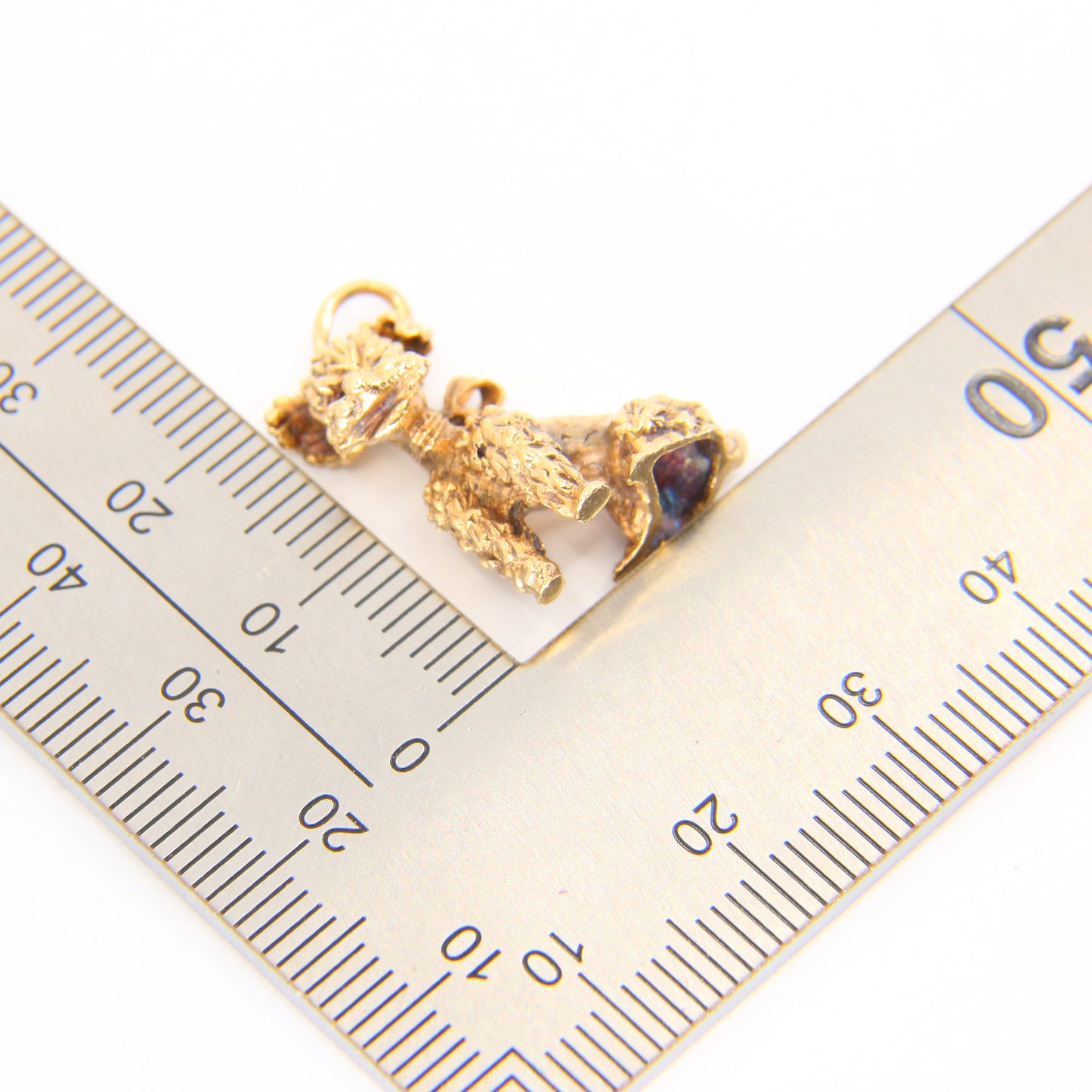 Vintage 9ct Poodle Charm Yellow Gold Detailed Dog Pendant Animal Hallmarked