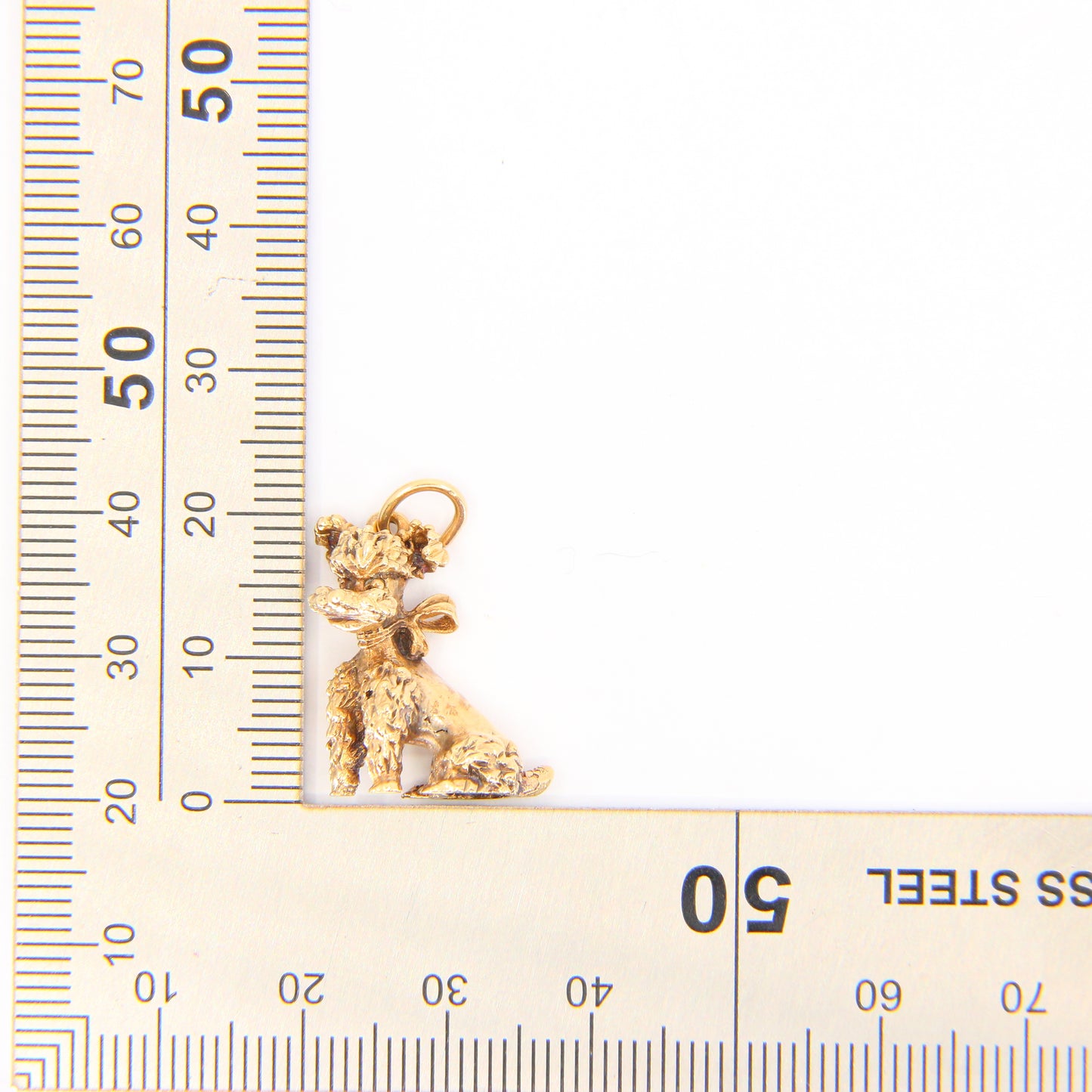 Vintage 9ct Poodle Charm Yellow Gold Detailed Dog Pendant Animal Hallmarked