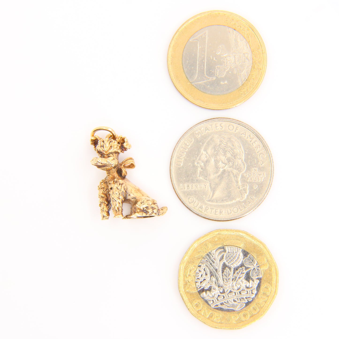 Vintage 9ct Poodle Charm Yellow Gold Detailed Dog Pendant Animal Hallmarked