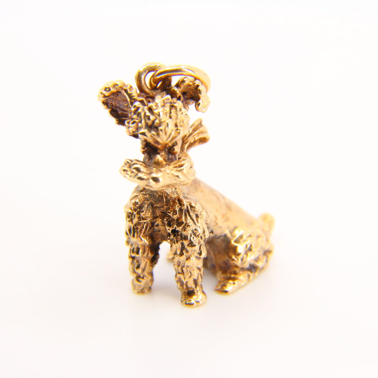 Vintage 9ct Poodle Charm Yellow Gold Detailed Dog Pendant Animal Hallmarked