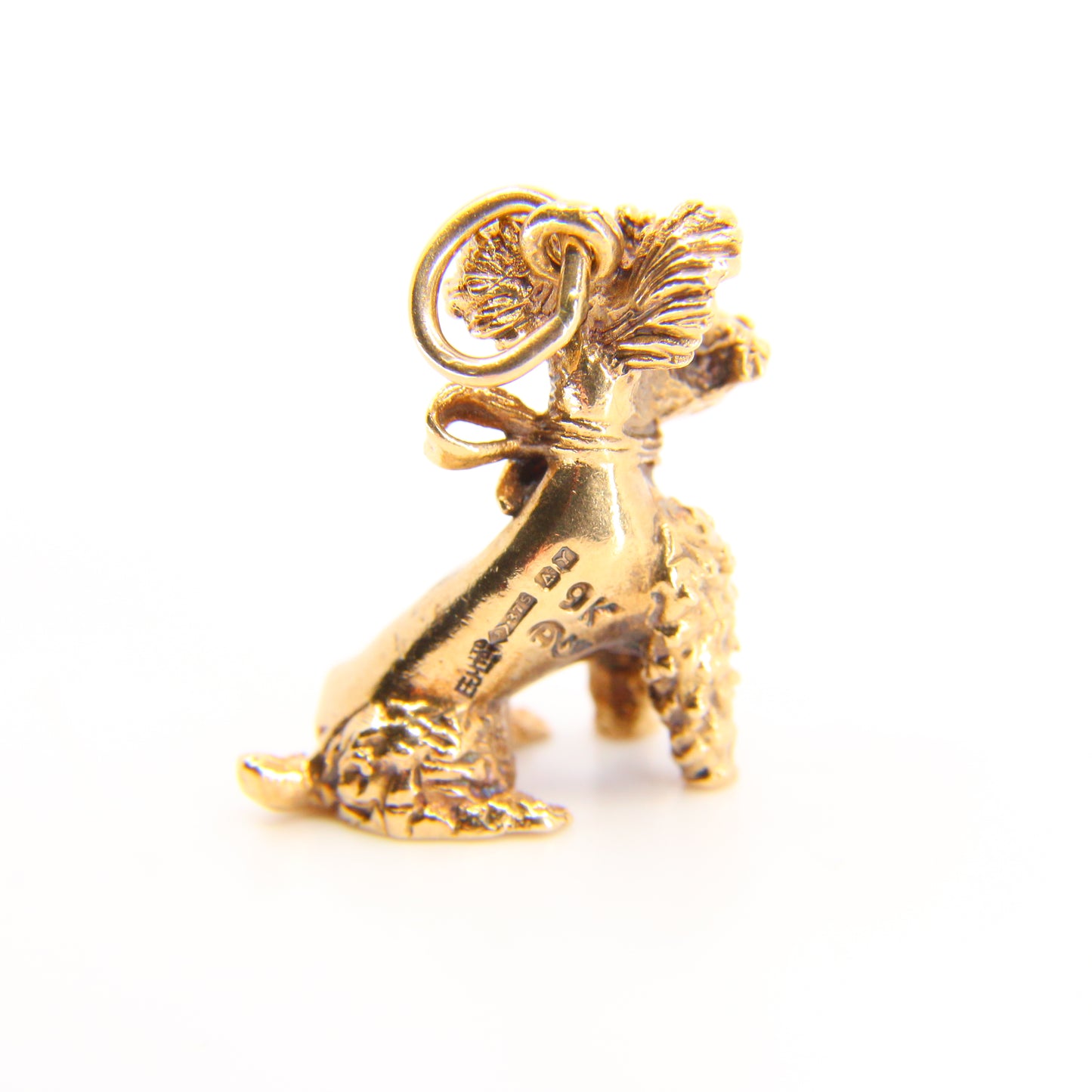 Vintage 9ct Poodle Charm Yellow Gold Detailed Dog Pendant Animal Hallmarked
