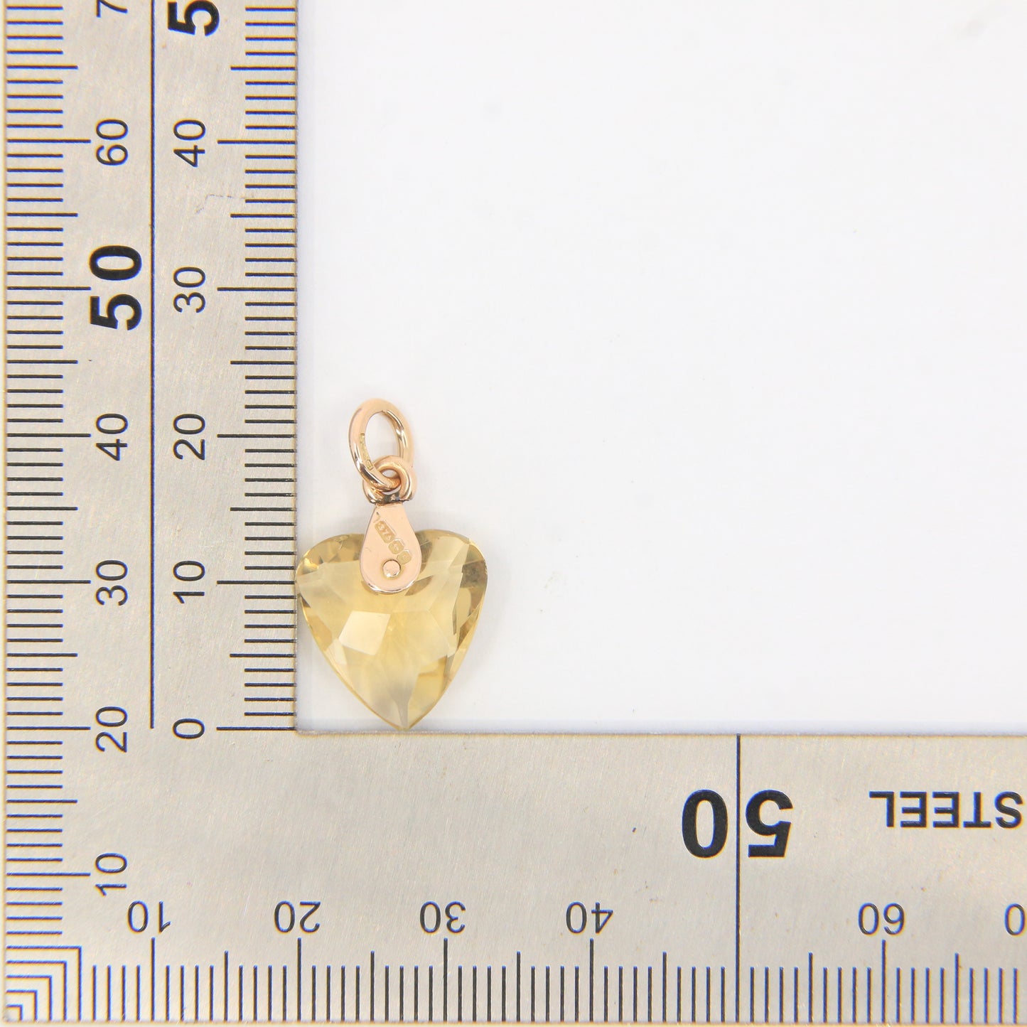 Vintage 9ct Hallmarked Citrine Heart Pendant Yellow Gold Charm Gift