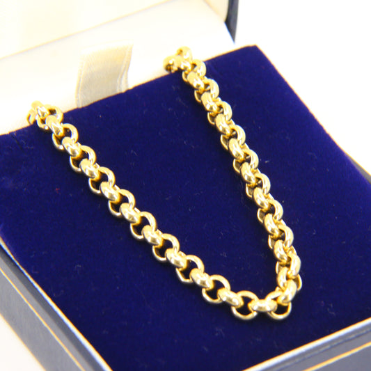 Vintage Hallmarked 9ct Gold Belcher Necklace 21" Cable Chain Necklace Box Gift