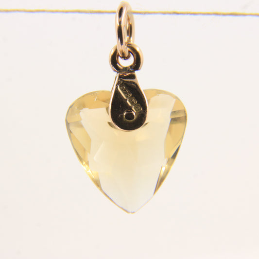 Vintage 9ct Hallmarked Citrine Heart Pendant Yellow Gold Charm Gift