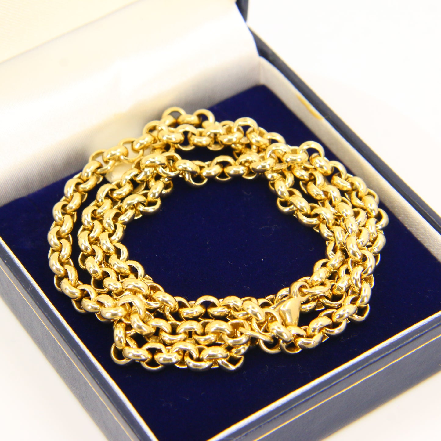 Vintage Hallmarked 9ct Gold Belcher Necklace 21" Cable Chain Necklace Box Gift