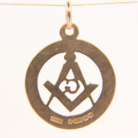Vintage 9ct Hallmarked Gold Masonic Compass “G” Circle Pendant Fob