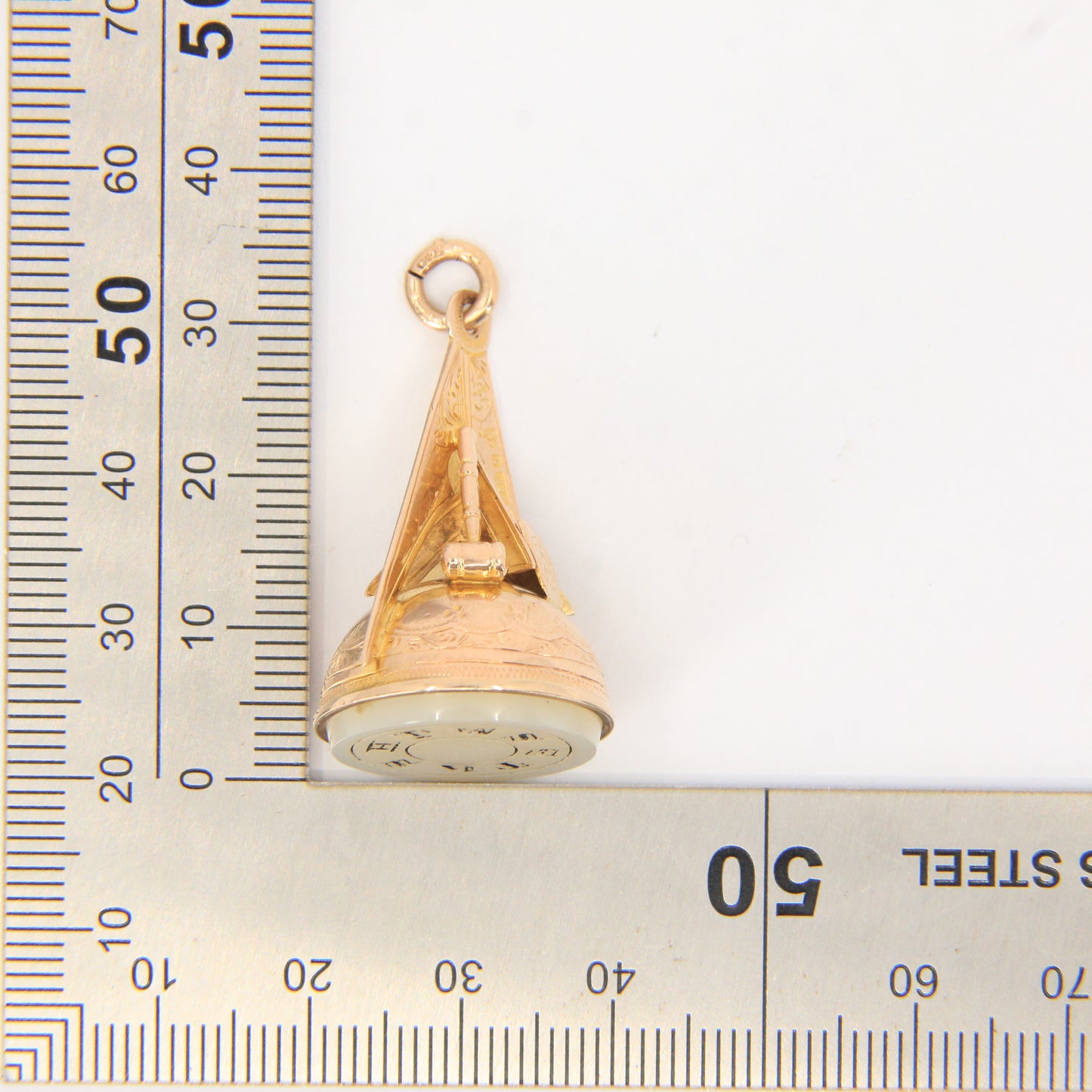 Large 9ct Masonic Chalcedony Keystone Fob Hallmarked Gold Pendant HTWSSTKS