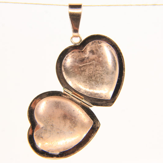 Vintage 9ct Hallmarked Rose Gold Puff Heart Locket Double Photo Pendant Gift