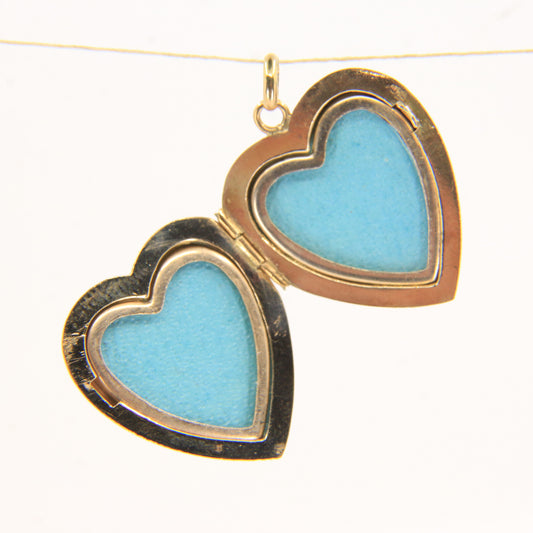 Vintage 9ct Hallmarked Gold Heart Locket Engraved Floral Photo Pendant Gift