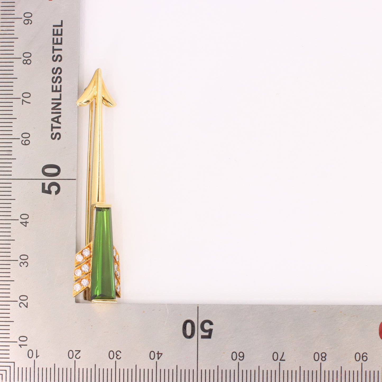 Vintage 18ct Gold Roy Sarkin Statement Pin Tourmaline Diamond Arrow Brooch