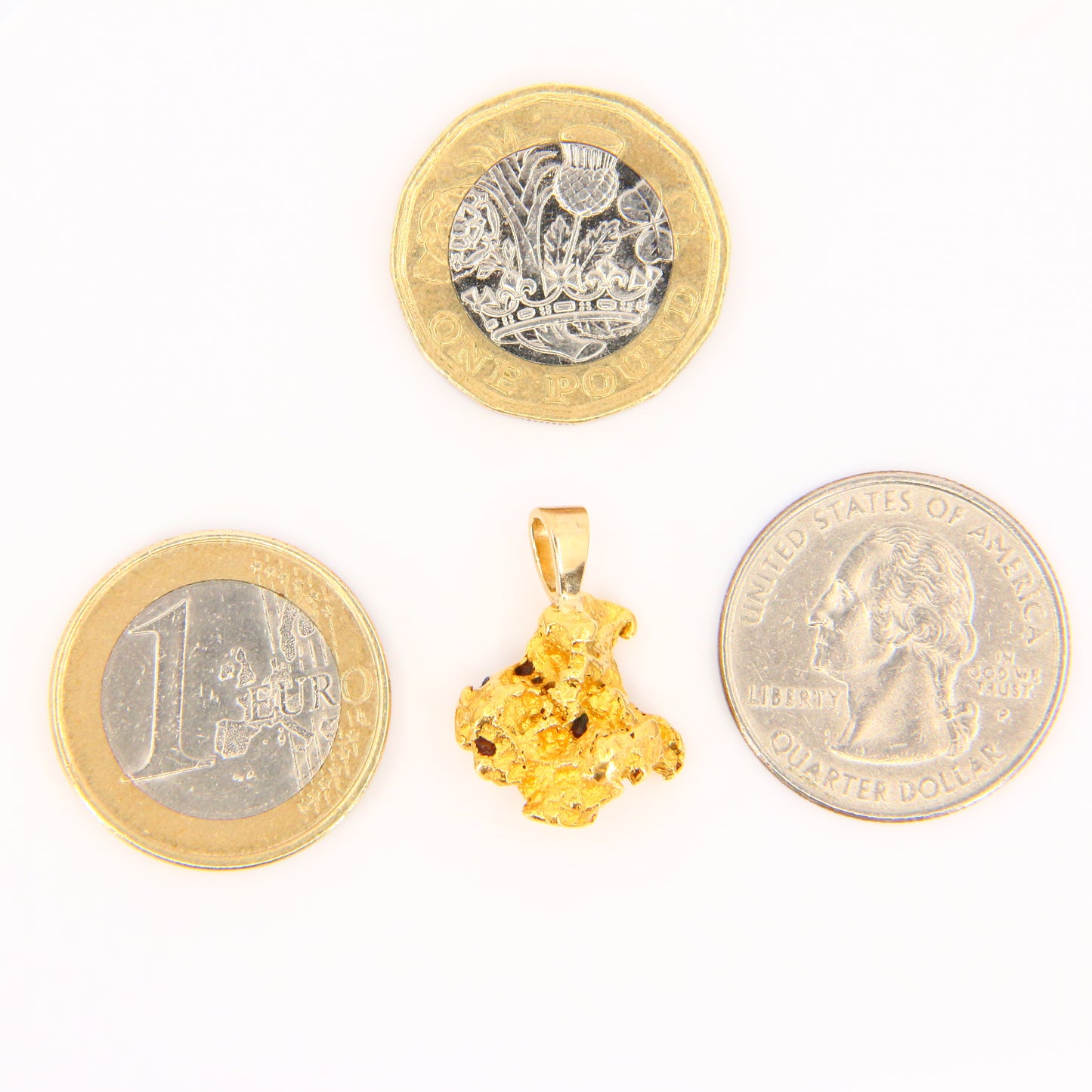 Vintage Natural Gold Nugget Pendant 23K Solid Gold on 9ct Hoop Gold Charm Gift