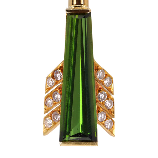 Vintage 18ct Gold Roy Sarkin Statement Pin Tourmaline Diamond Arrow Brooch