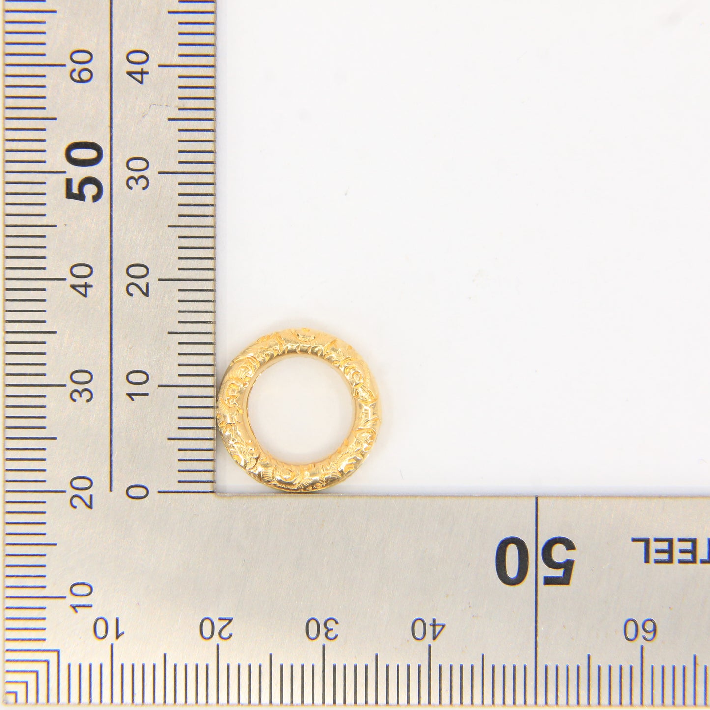 Antique 18k Solid Yellow Gold Split Ring Ornate Design Pendant Ring