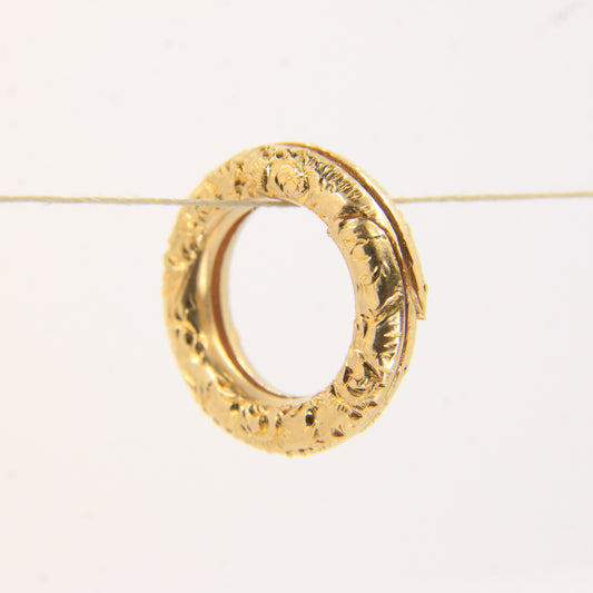 Antique 18k Solid Yellow Gold Split Ring Ornate Design Pendant Ring