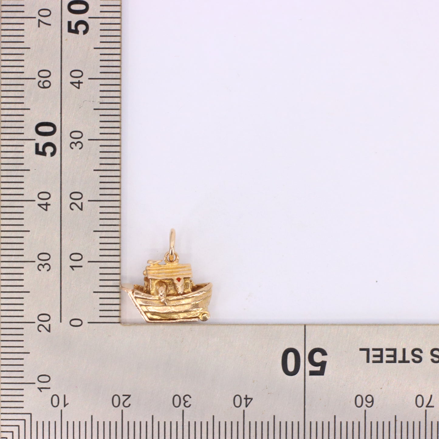 Vintage 9ct Yellow Gold Noahs Ark Opening Boat Charm Animal Religious Pendant
