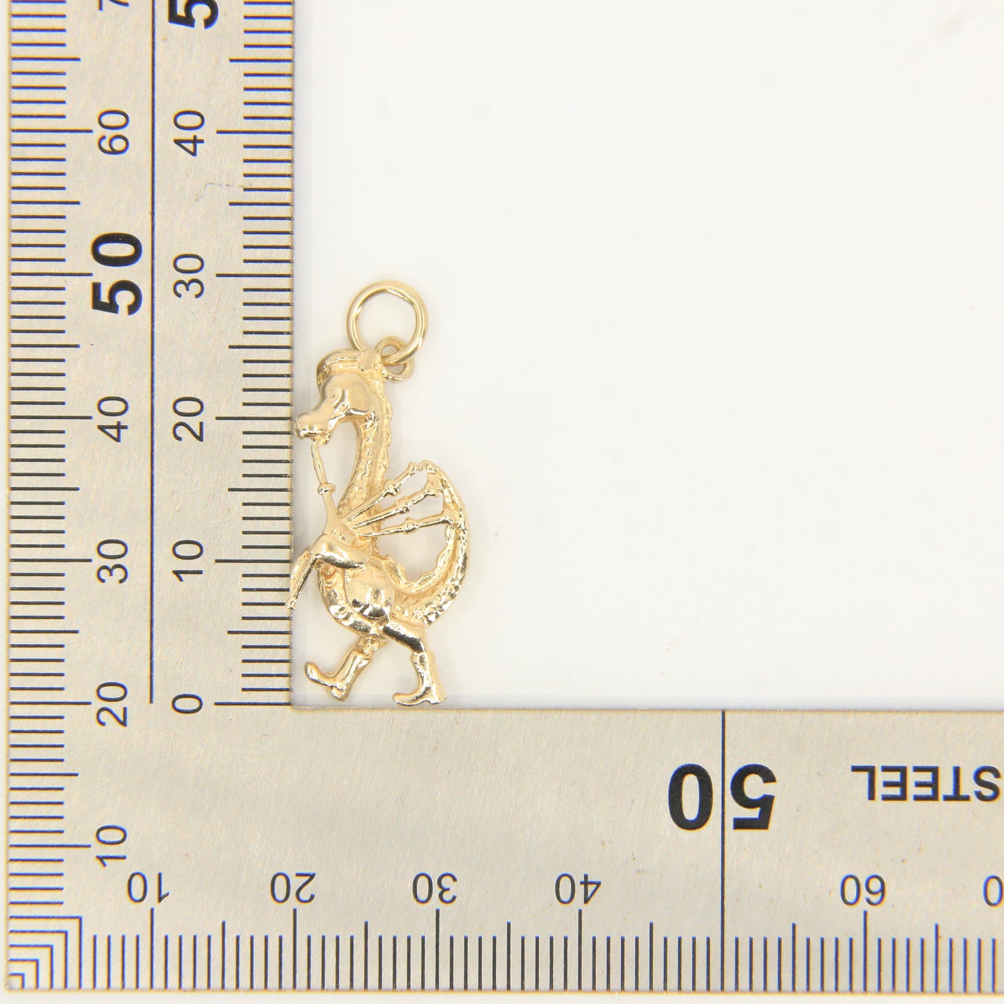 Vintage 9ct Hallmarked Gold Nessie Bagpipe Pendant Loch Ness Monster Charm