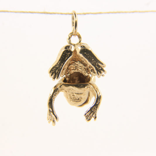 Vintage 9ct Hallmarked Gold Frog Pendant Charm Moving Legs Opening Mouth