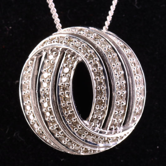Vintage 18ct White Gold ILIANA 0.50ct Diamond 18 Inch Pendant Necklace Boxed
