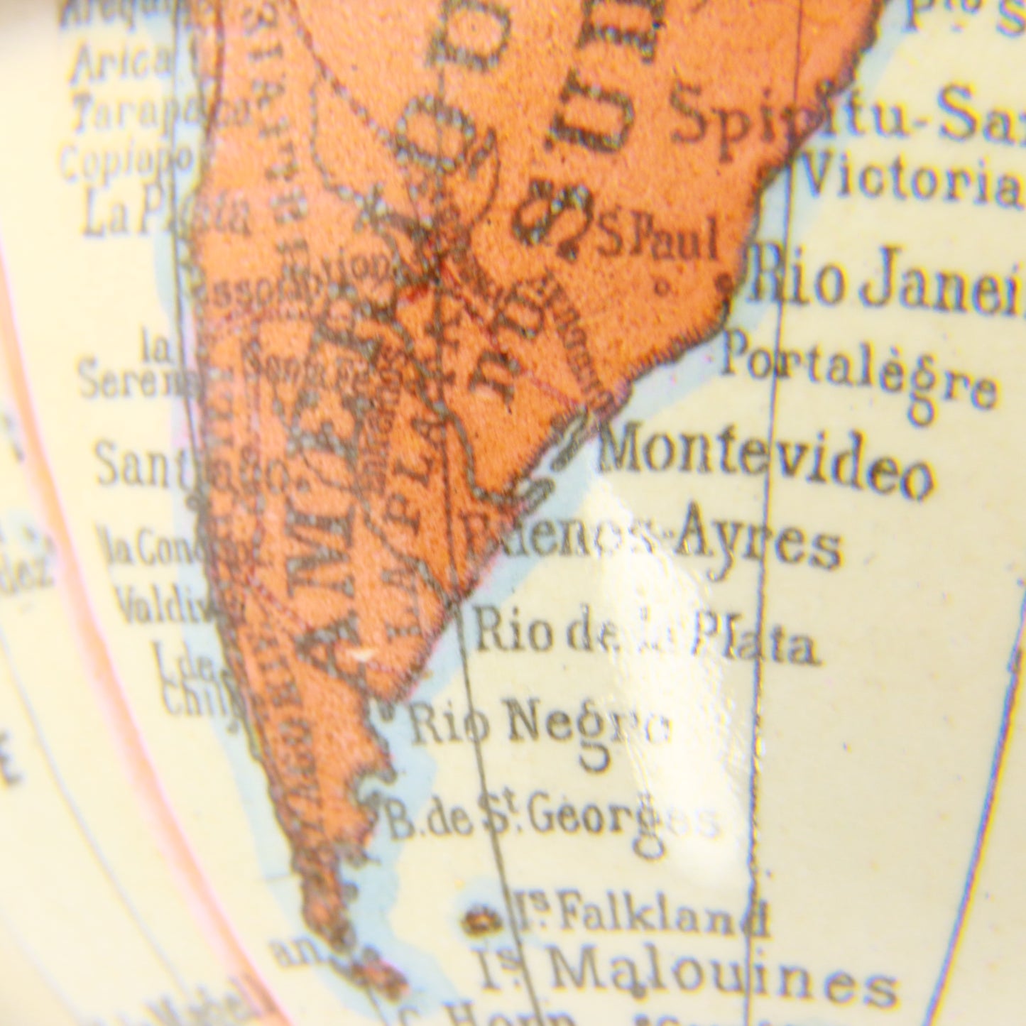 Antique Revolving Globe Antoine Redier French Enamel & Brass World Time Clock