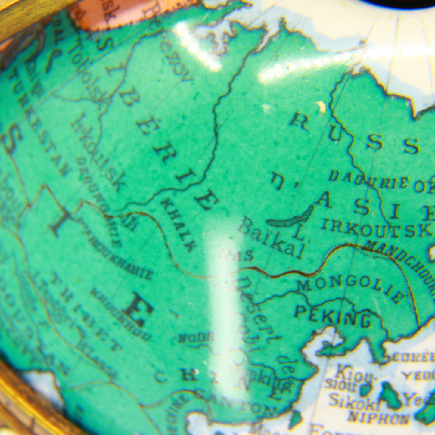 Antique Revolving Globe Antoine Redier French Enamel & Brass World Time Clock