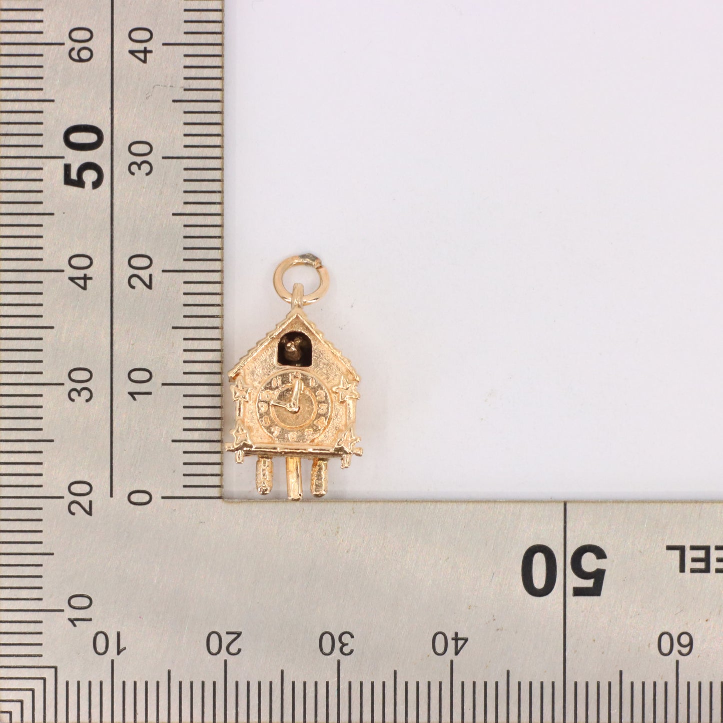 Vintage 9ct Hallmarked Gold Cuckoo Clock Charm Pendant Moving Bird Charm