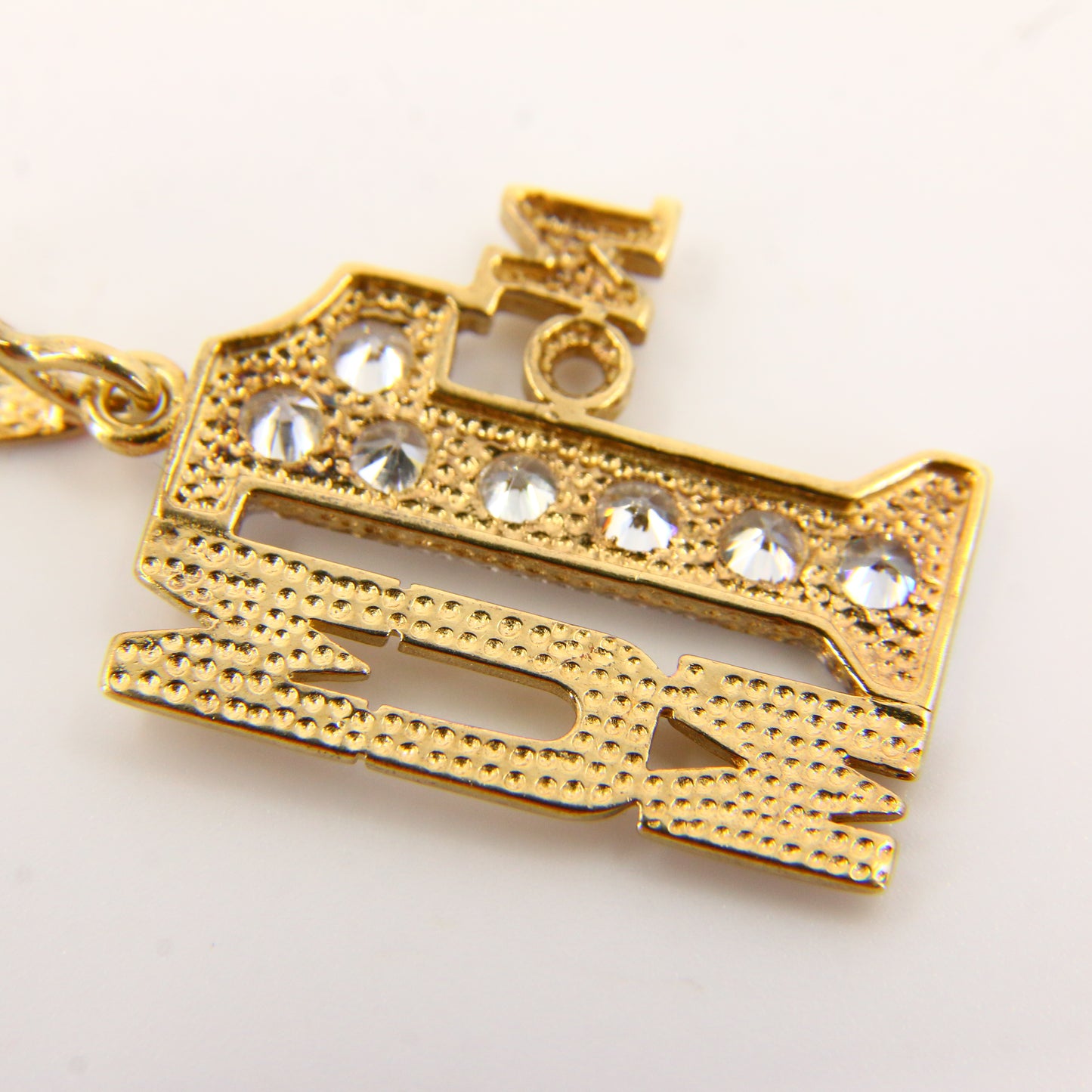Vintage 9ct NO1 MUM Mother CZ Cubic Zirconia Solid Gold Pendant Charm Mothers Day Gift