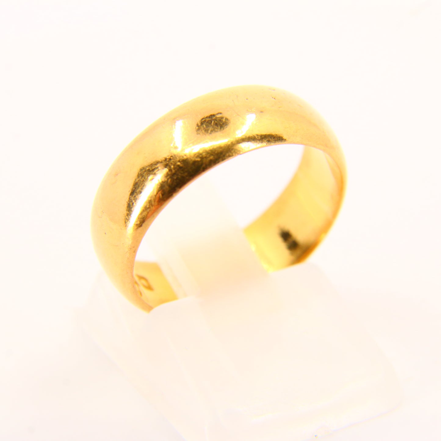 Antique 22ct Hallmarked D Shaped Wedding Band Ring UK SIZE M London 1918 Sizable Boxed
