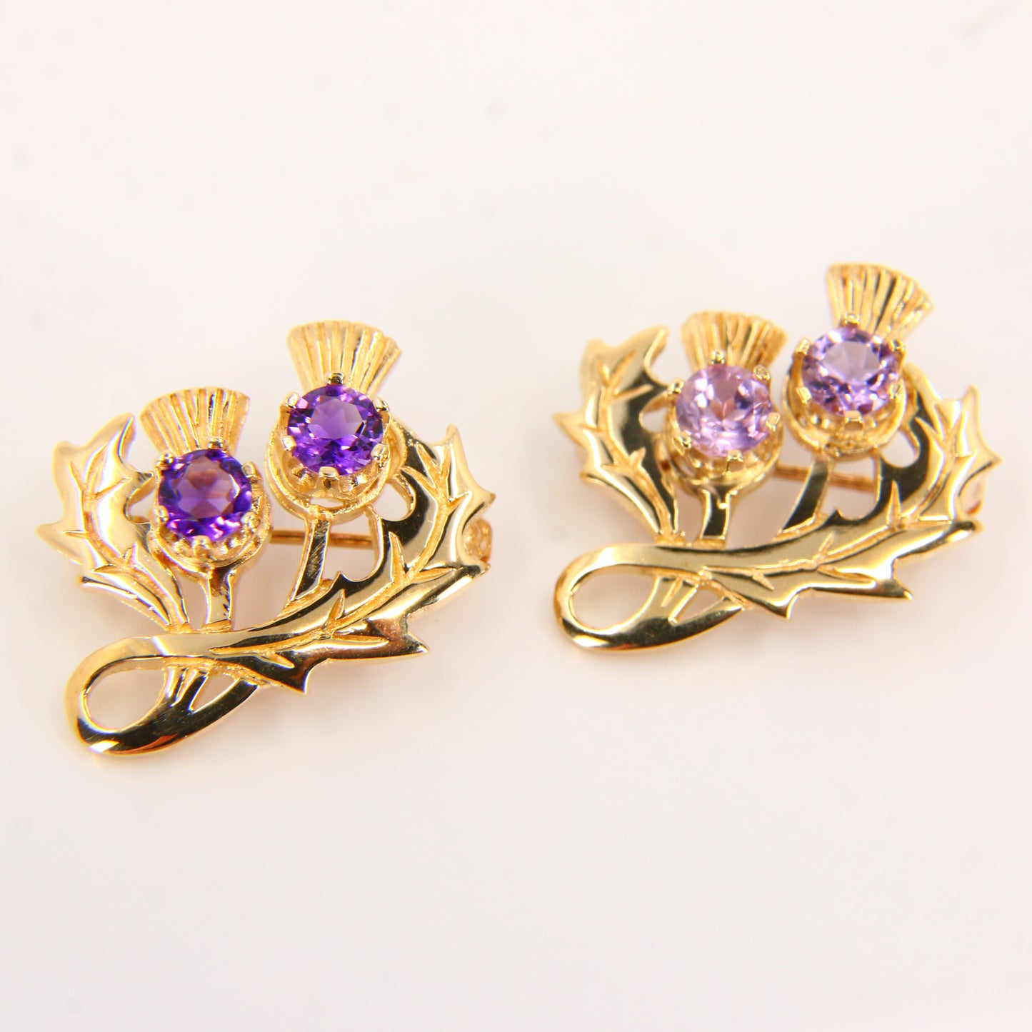 Vintage 9ct Thistle Brooch Hallmarked Solid Yellow Gold Flower of Scotland Gift