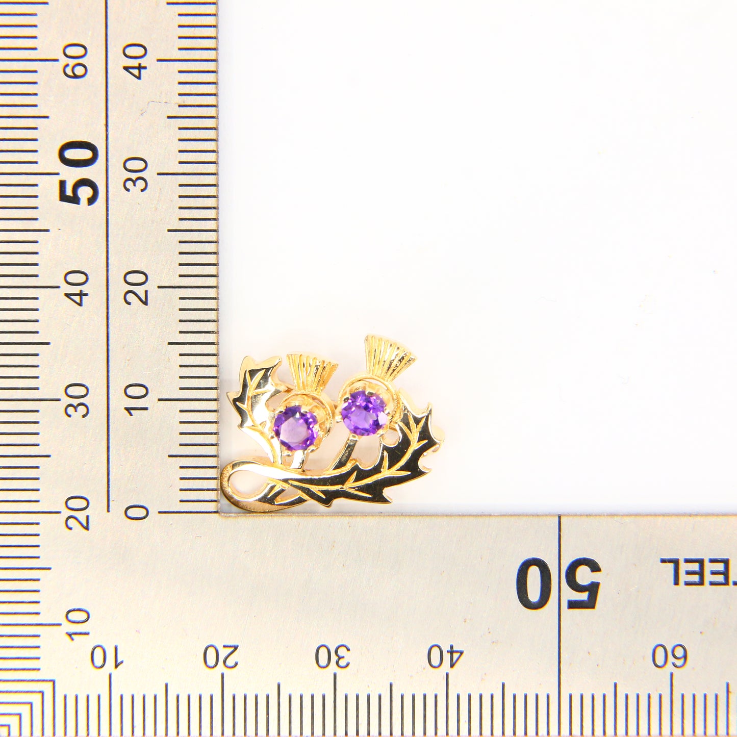 Vintage 9ct Thistle Brooch Hallmarked Solid Yellow Gold Flower of Scotland Gift