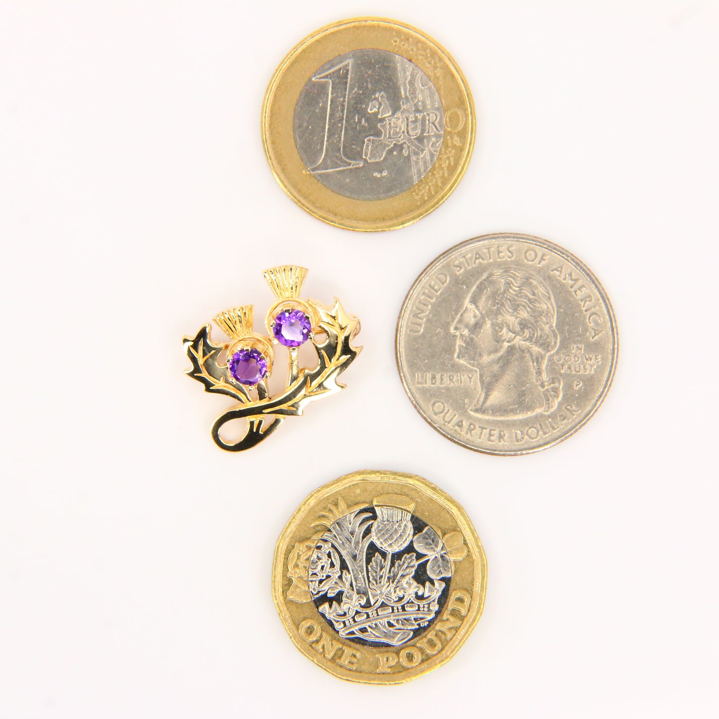 Vintage 9ct Thistle Brooch Hallmarked Solid Yellow Gold Flower of Scotland Gift