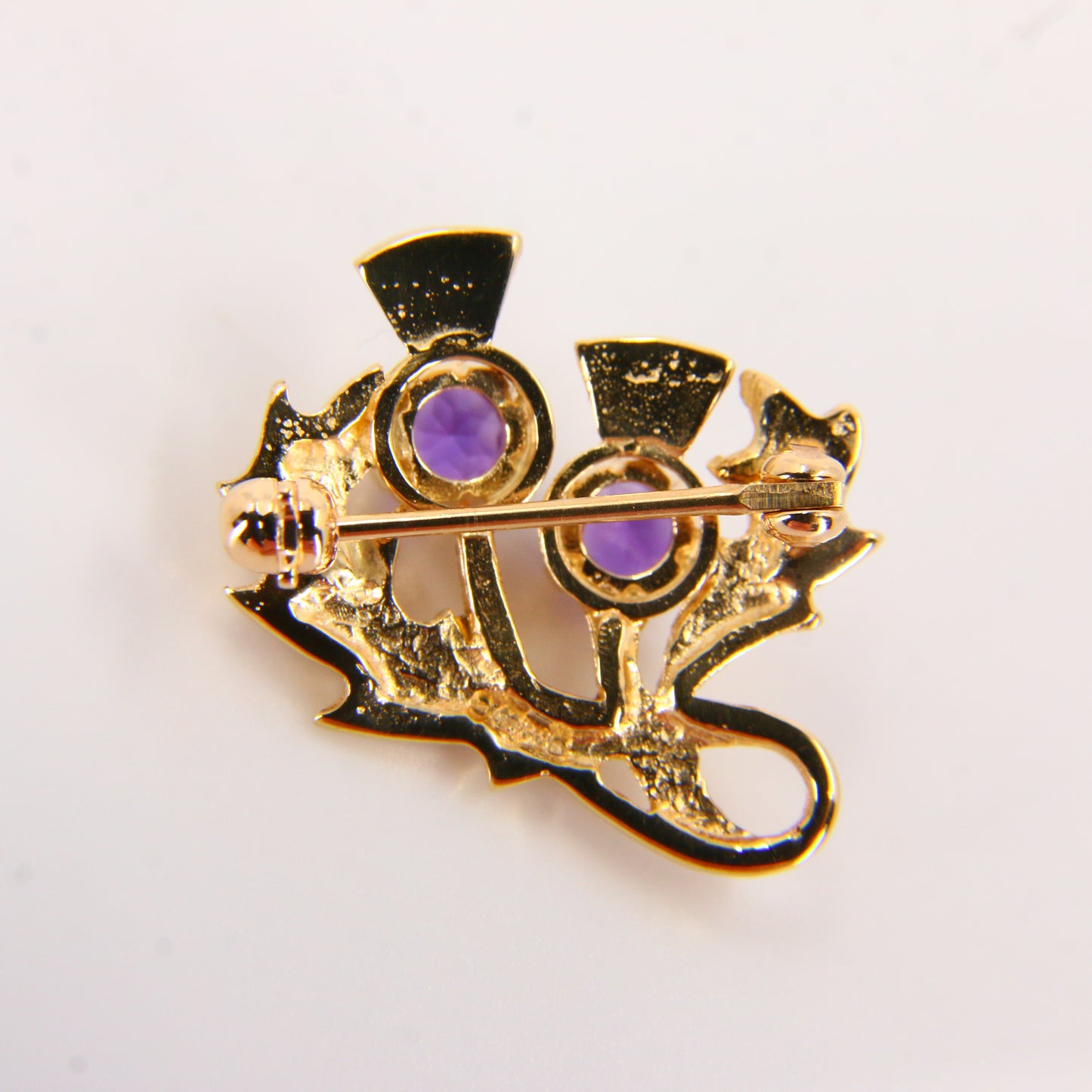 Vintage 9ct Thistle Brooch Hallmarked Solid Yellow Gold Flower of Scotland Gift