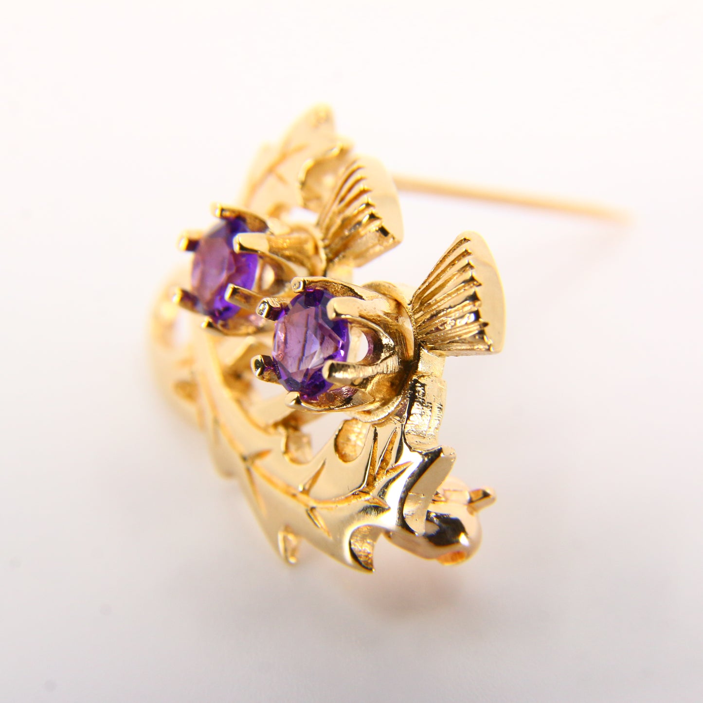 Vintage 9ct Thistle Brooch Hallmarked Solid Yellow Gold Flower of Scotland Gift