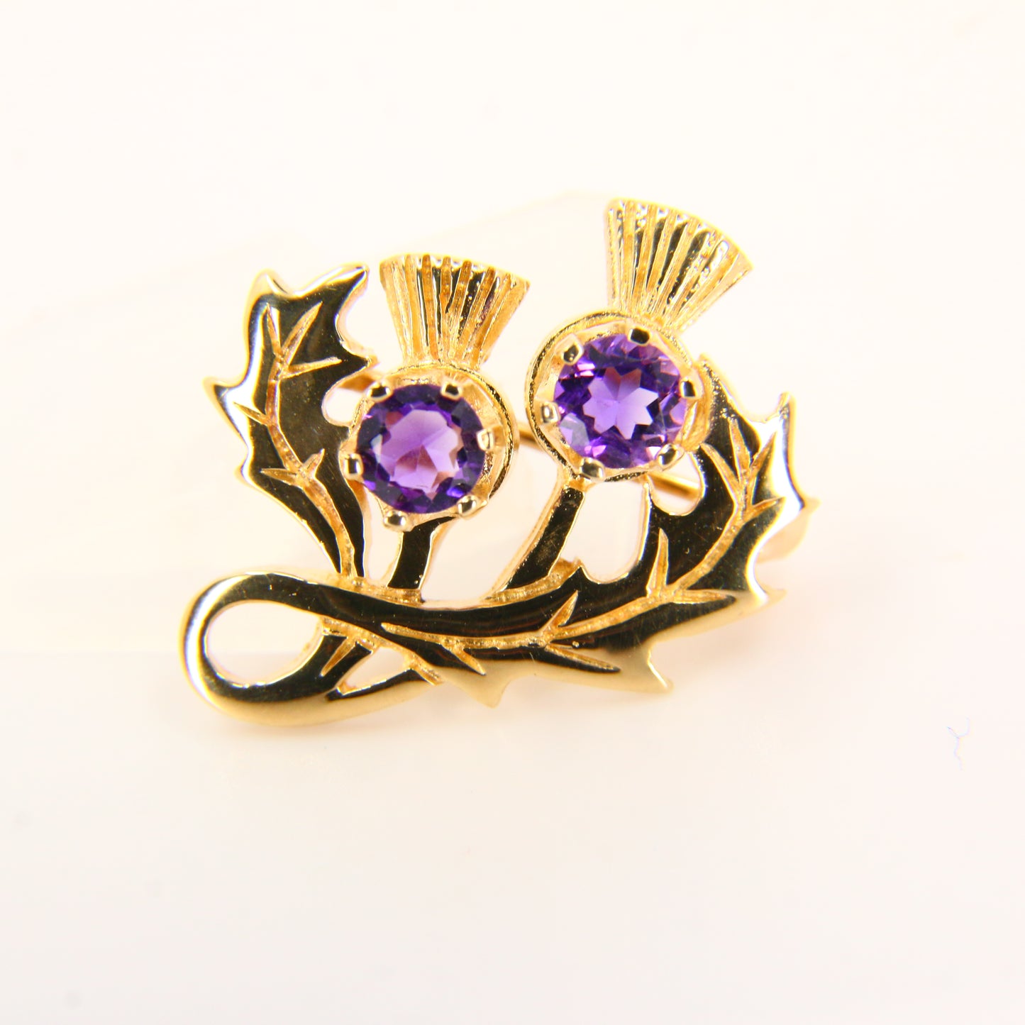 Vintage 9ct Thistle Brooch Hallmarked Solid Yellow Gold Flower of Scotland Gift