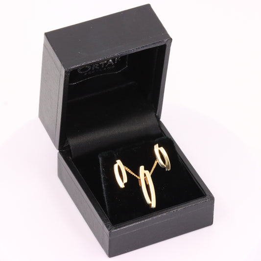 Vintage 9ct Hallmarked Ortak Jewellery Set Pendant Necklace Earrings Boxed Gift