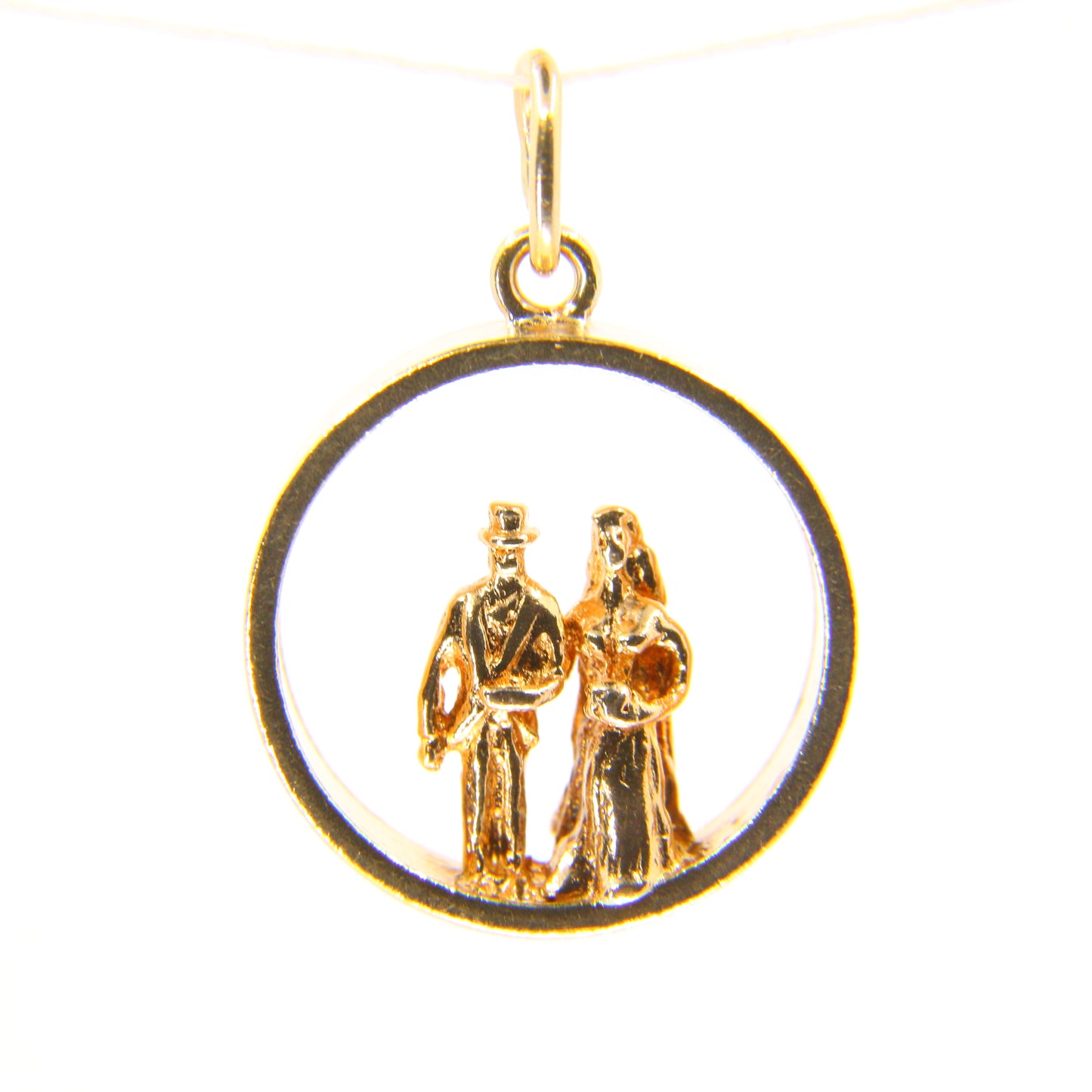 Vintage 9ct Bridegroom and Bride Wedding Charm Pendant 9 Carat Gold Hallmarked