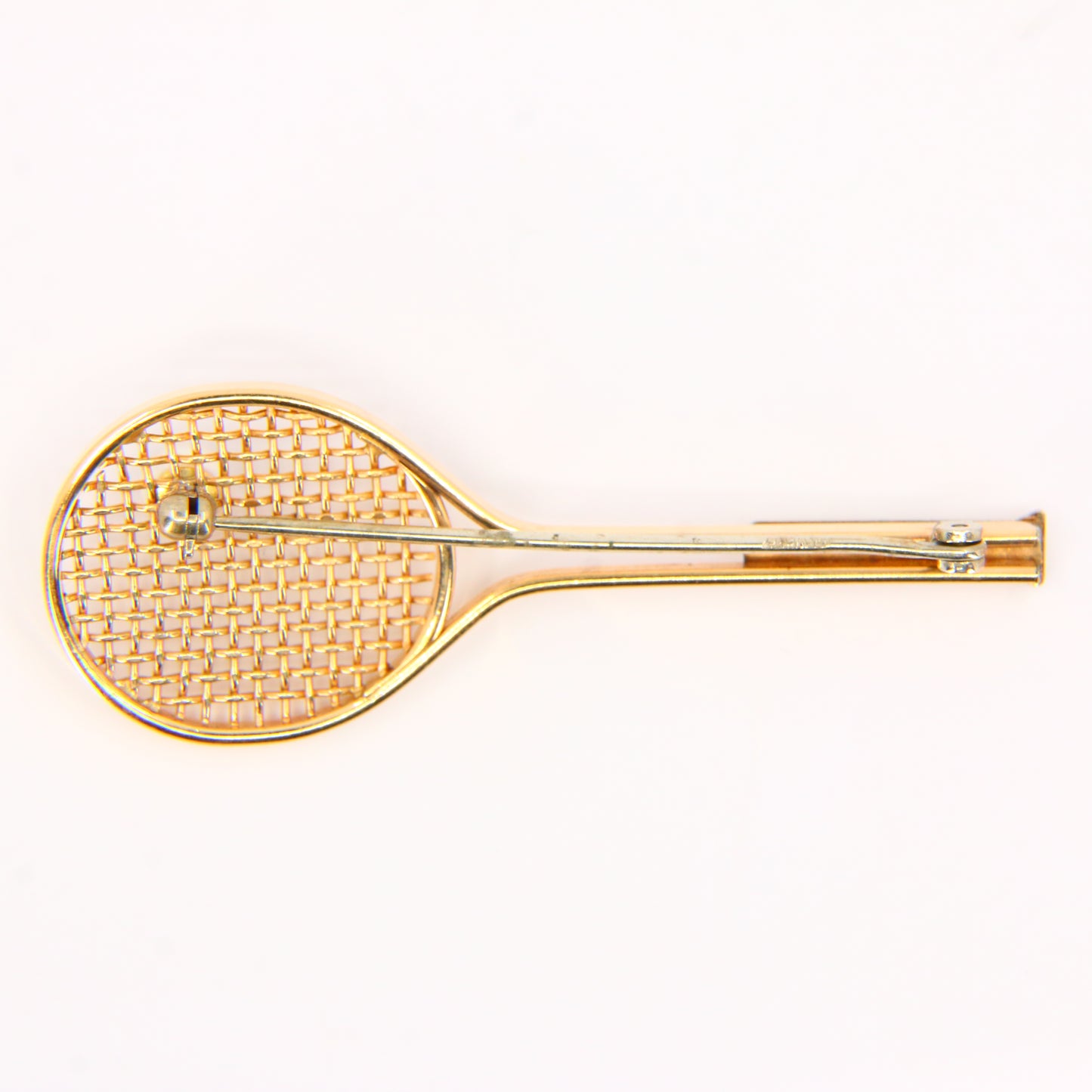 Vintage 9ct Gold Tennis Racket Brooch – Pearl Set Fine Jewellery Gift