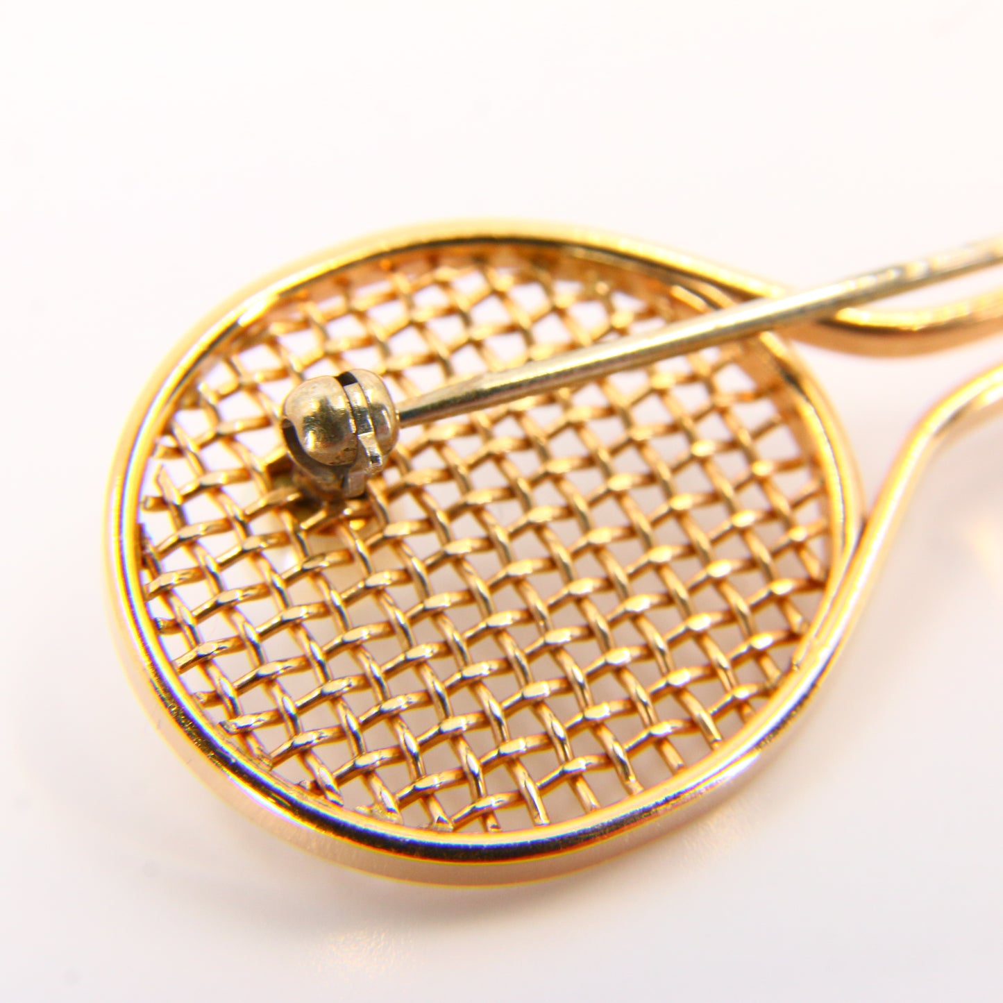 Vintage 9ct Gold Tennis Racket Brooch – Pearl Set Fine Jewellery Gift