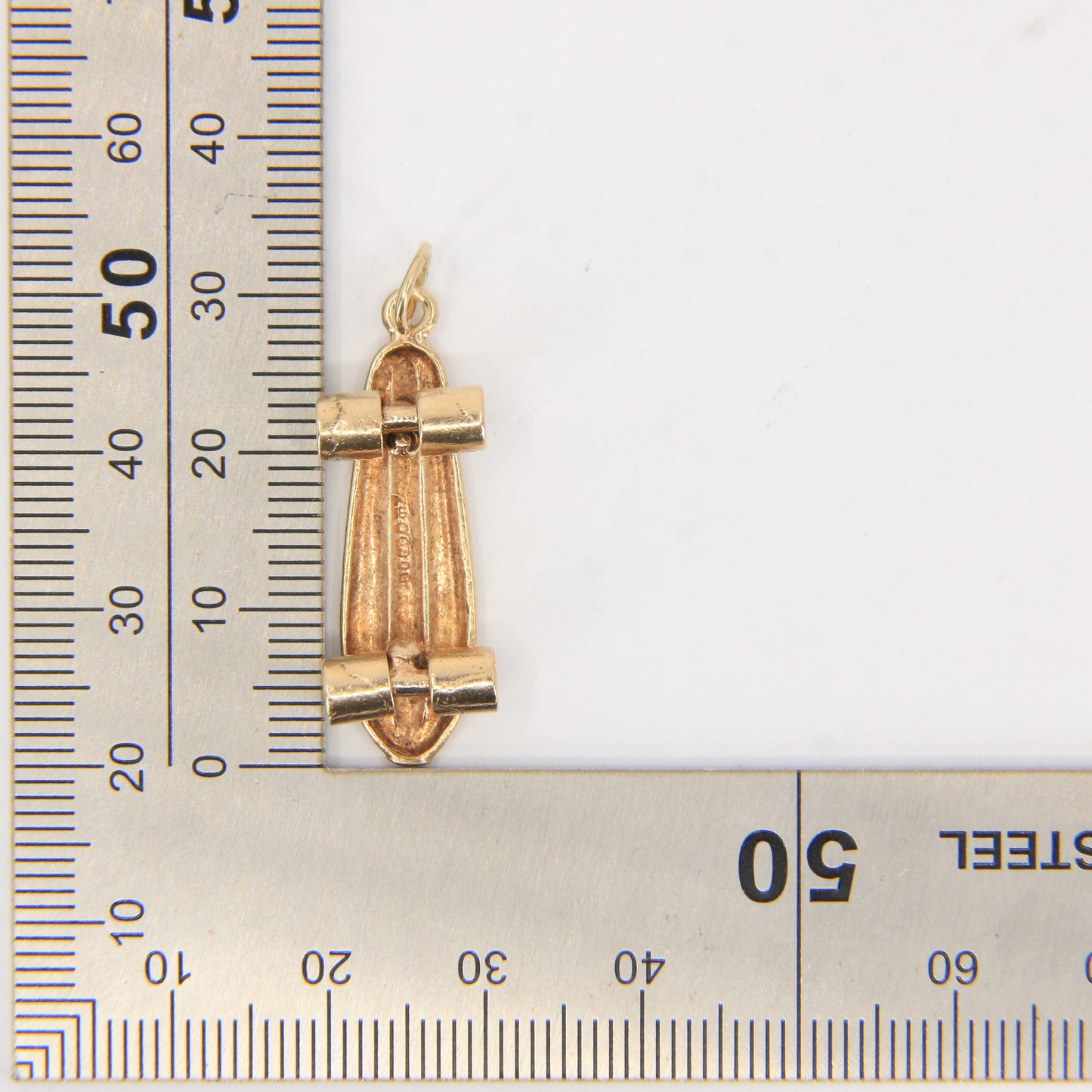 Vintage 9ct Hallmarked Gold Skateboard Charm Pendant Old School Skater Gift
