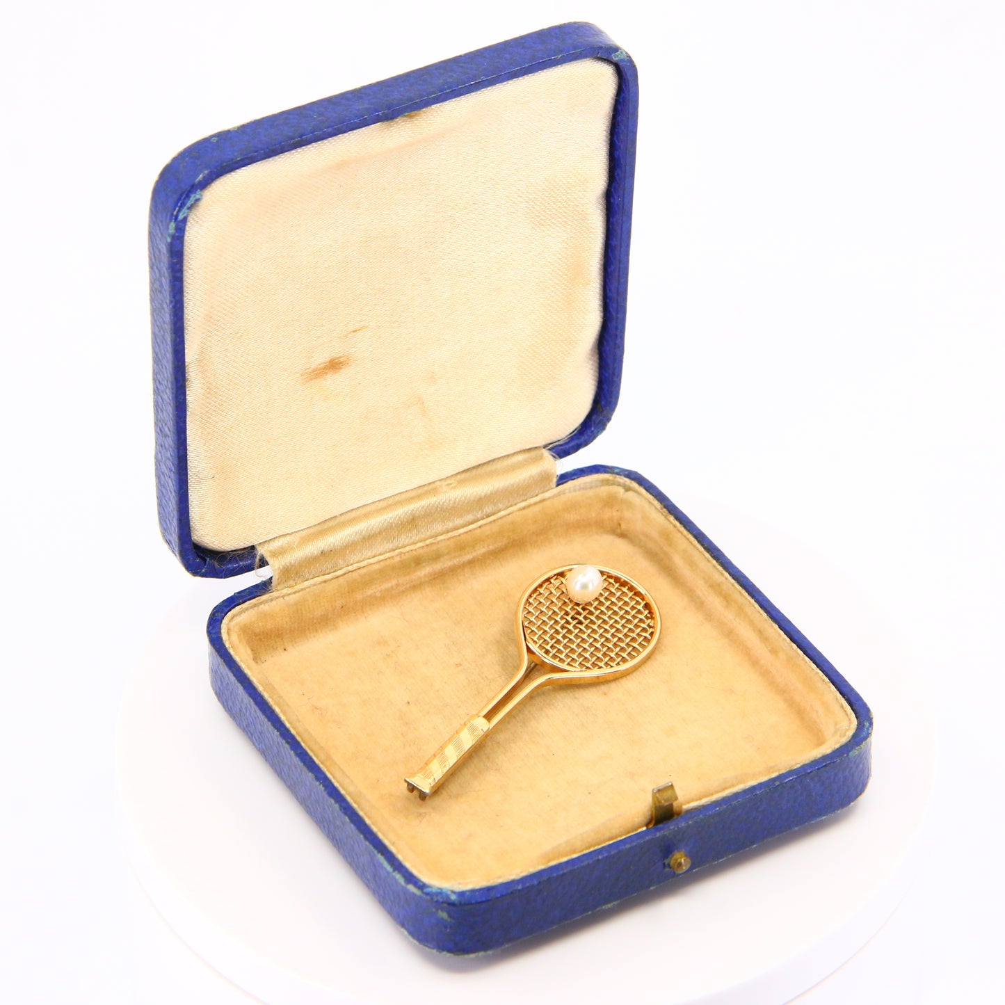 Vintage 9ct Gold Tennis Racket Brooch – Pearl Set Fine Jewellery Gift