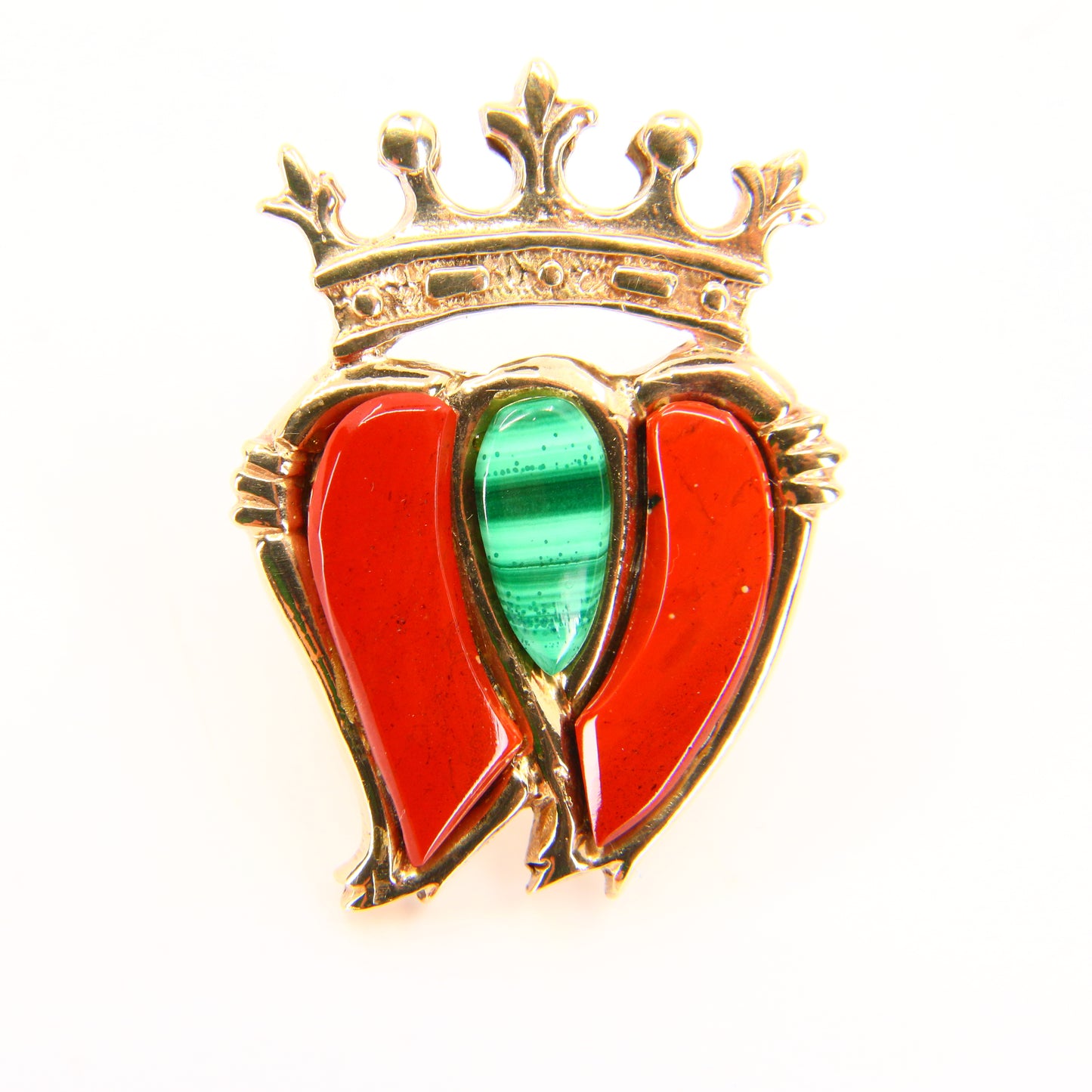 Vintage 9ct Luckenbooth Brooch Carnelian & Agate Edinburgh Hallmarked Yellow Gold Locking Heart Brooch Boxed Gift