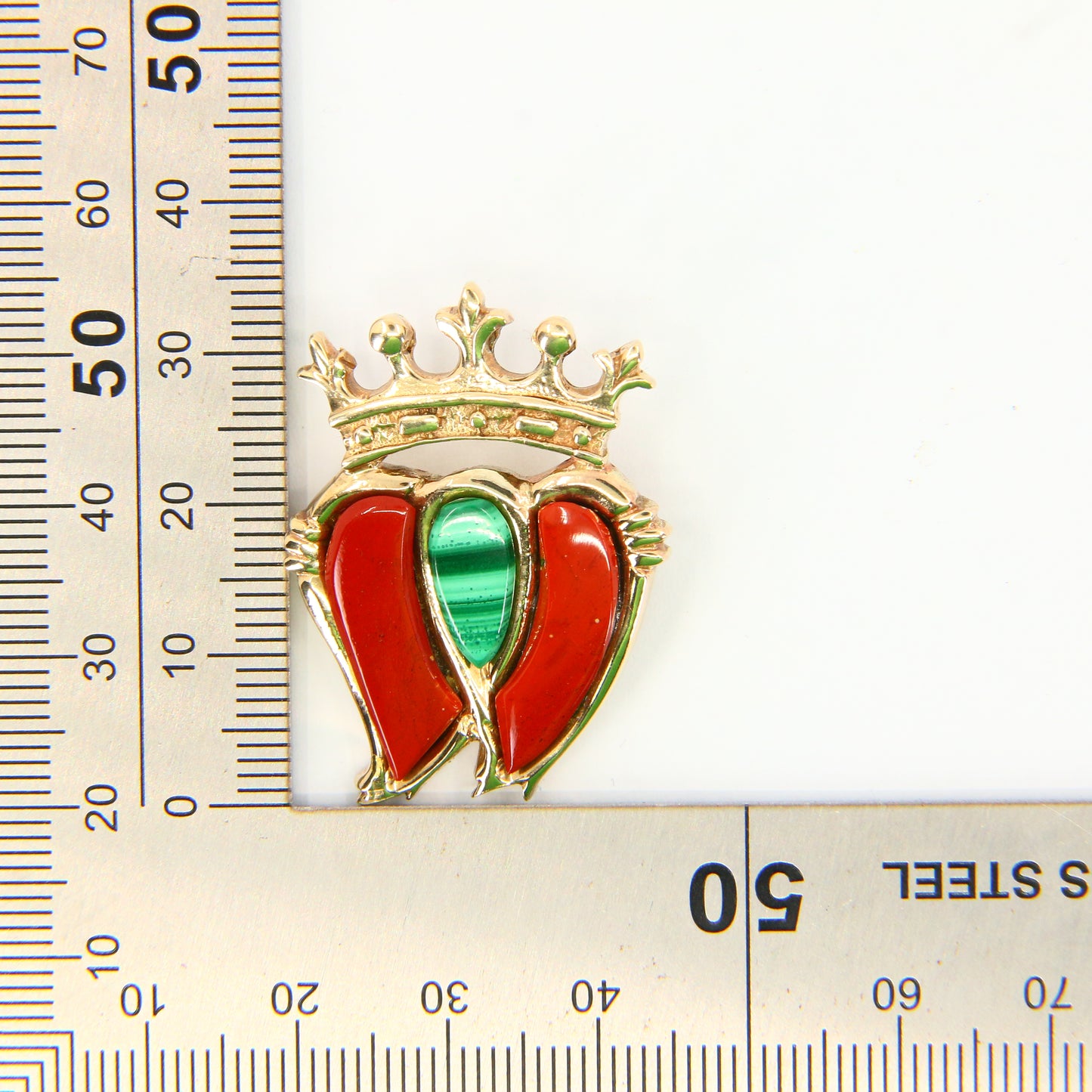 Vintage 9ct Luckenbooth Brooch Carnelian & Agate Edinburgh Hallmarked Yellow Gold Locking Heart Brooch Boxed Gift