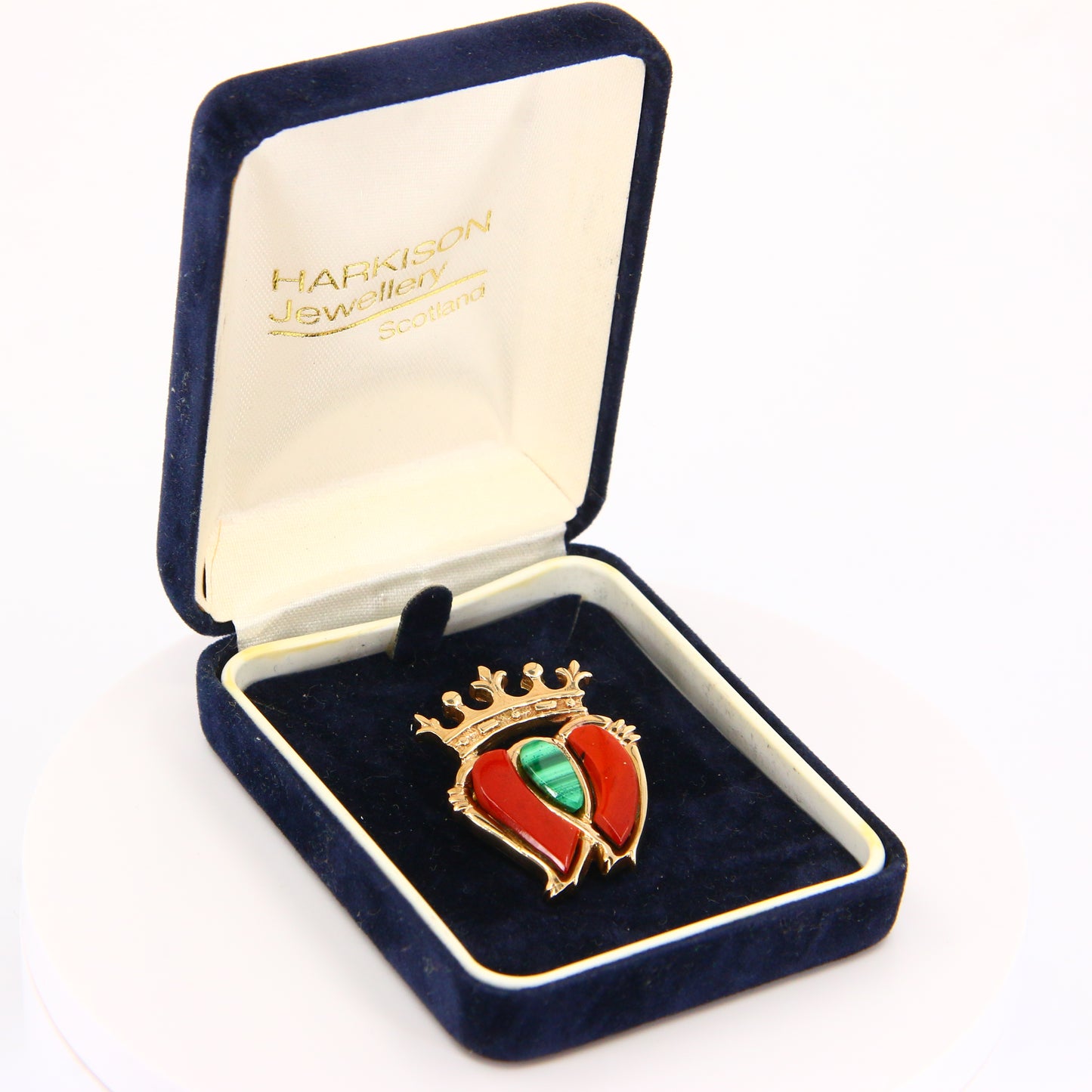 Vintage 9ct Luckenbooth Brooch Carnelian & Agate Edinburgh Hallmarked Yellow Gold Locking Heart Brooch Boxed Gift