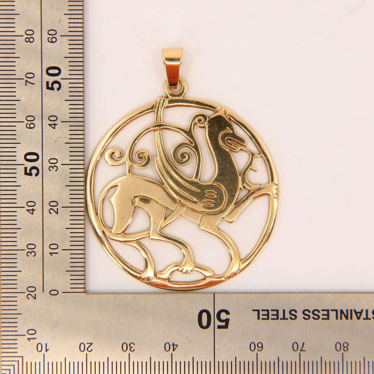 Large Vintage Scottish 9ct Solid Gold Hallmarked Quendale Beast Dragon Pendant Traditional Shetland Silvercraft Boxed Gift
