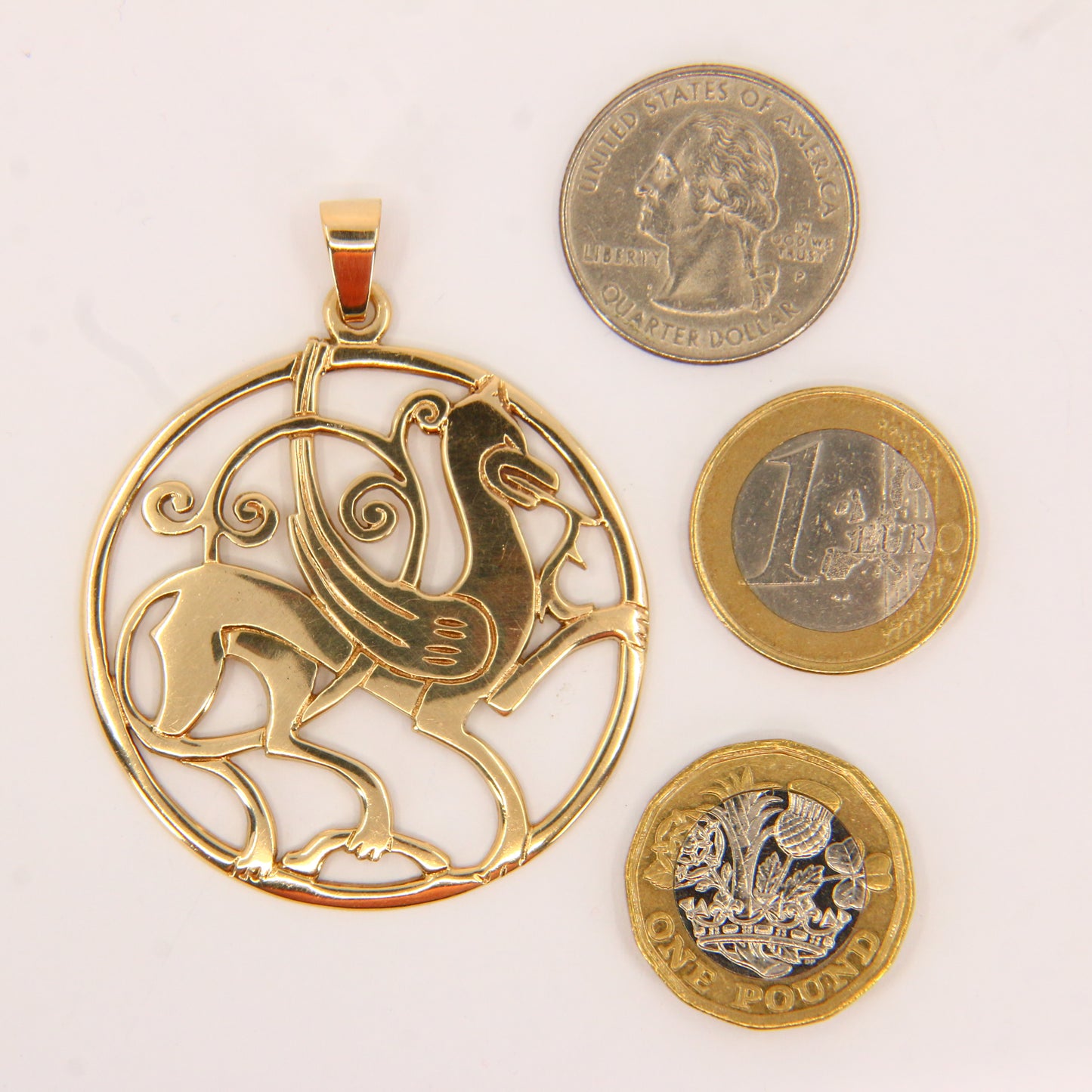 Large Vintage Scottish 9ct Solid Gold Hallmarked Quendale Beast Dragon Pendant Traditional Shetland Silvercraft Boxed Gift