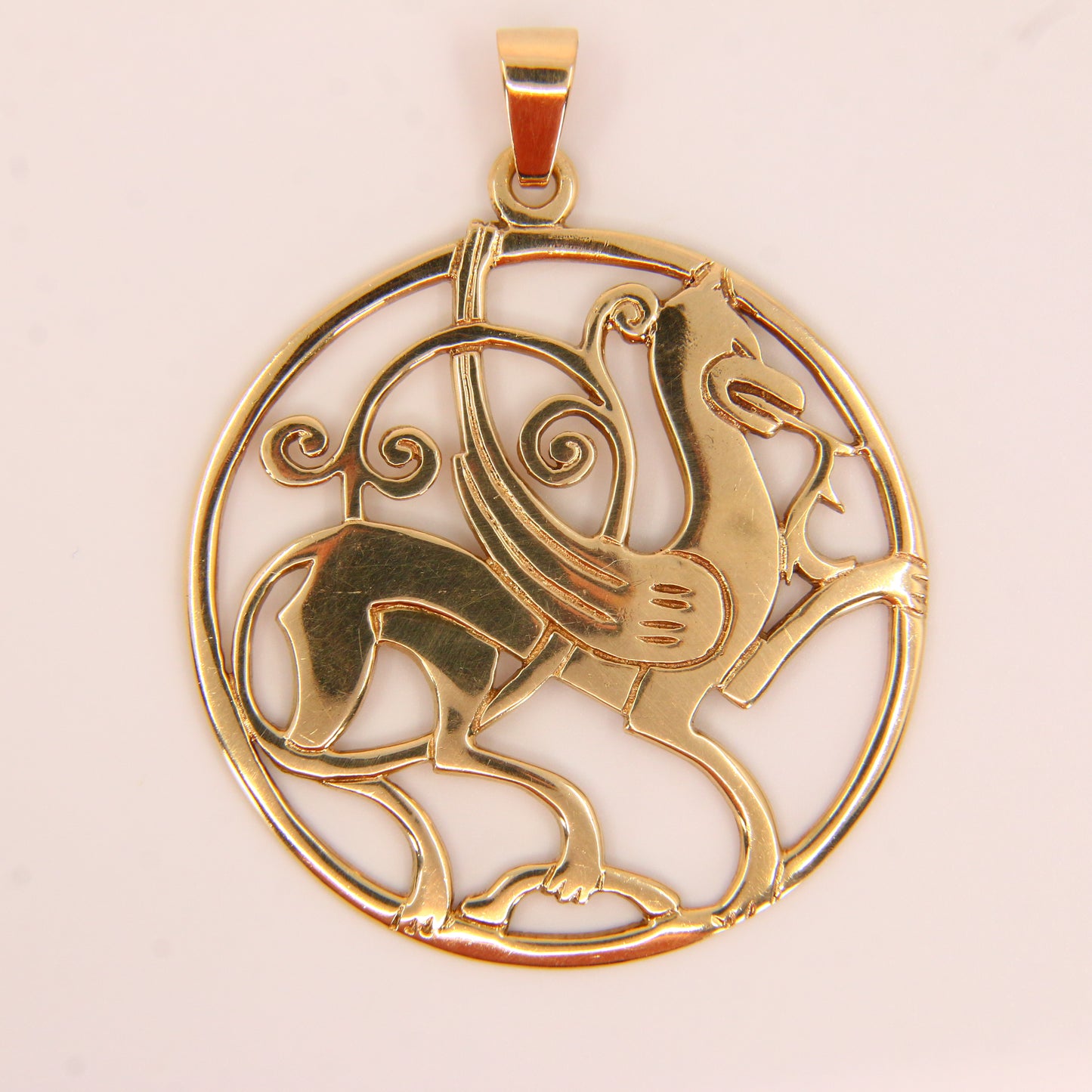 Large Vintage Scottish 9ct Solid Gold Hallmarked Quendale Beast Dragon Pendant Traditional Shetland Silvercraft Boxed Gift